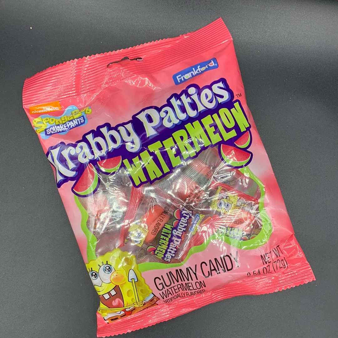 Frankford SpongeBob - Krabby Patties, Watermelon Flavour Gummy Candy, 72g (USA)