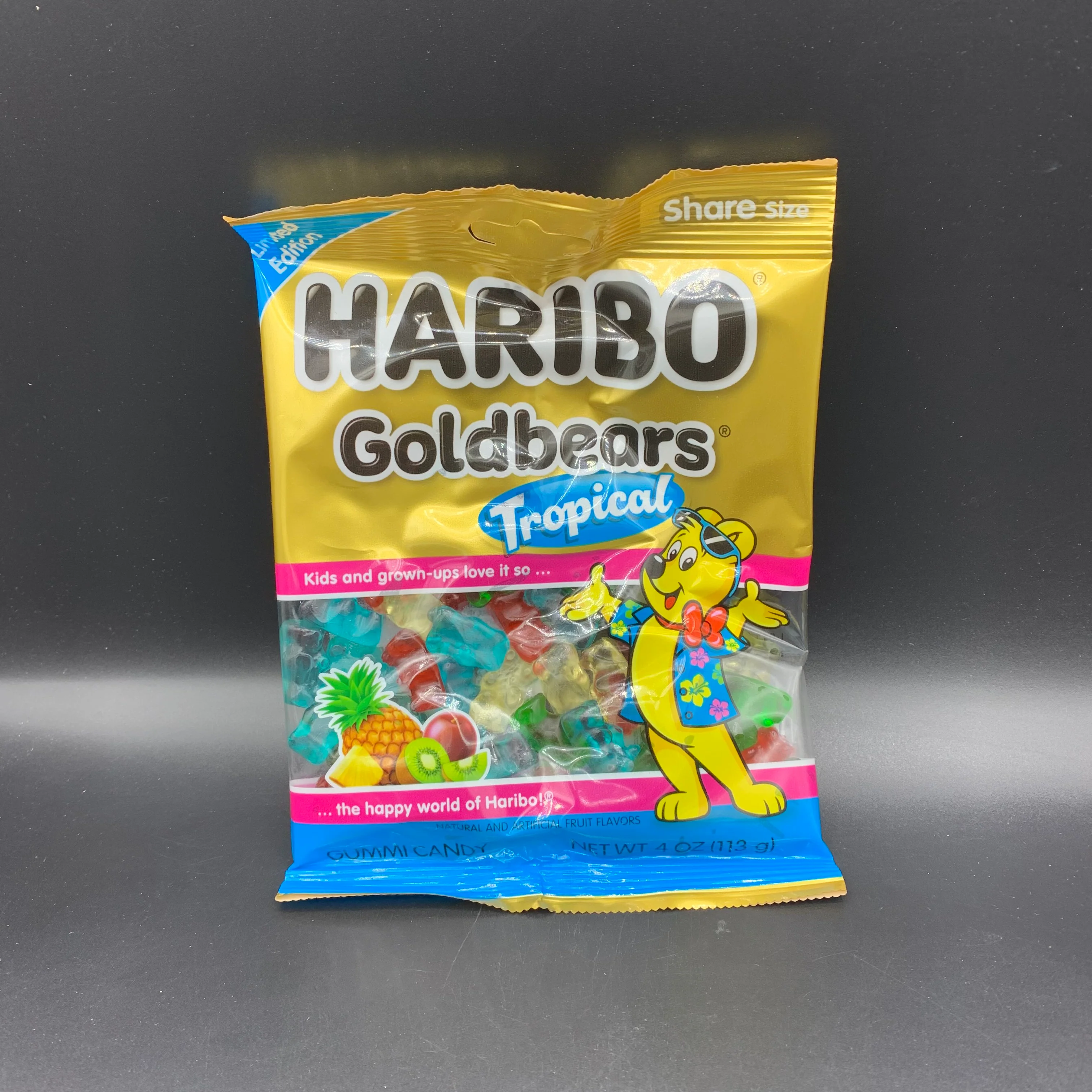 NEW Haribo Goldbears Tropical - Mixed Flavoured Gummy Candy, 113g (USA). LIMITED EDITION