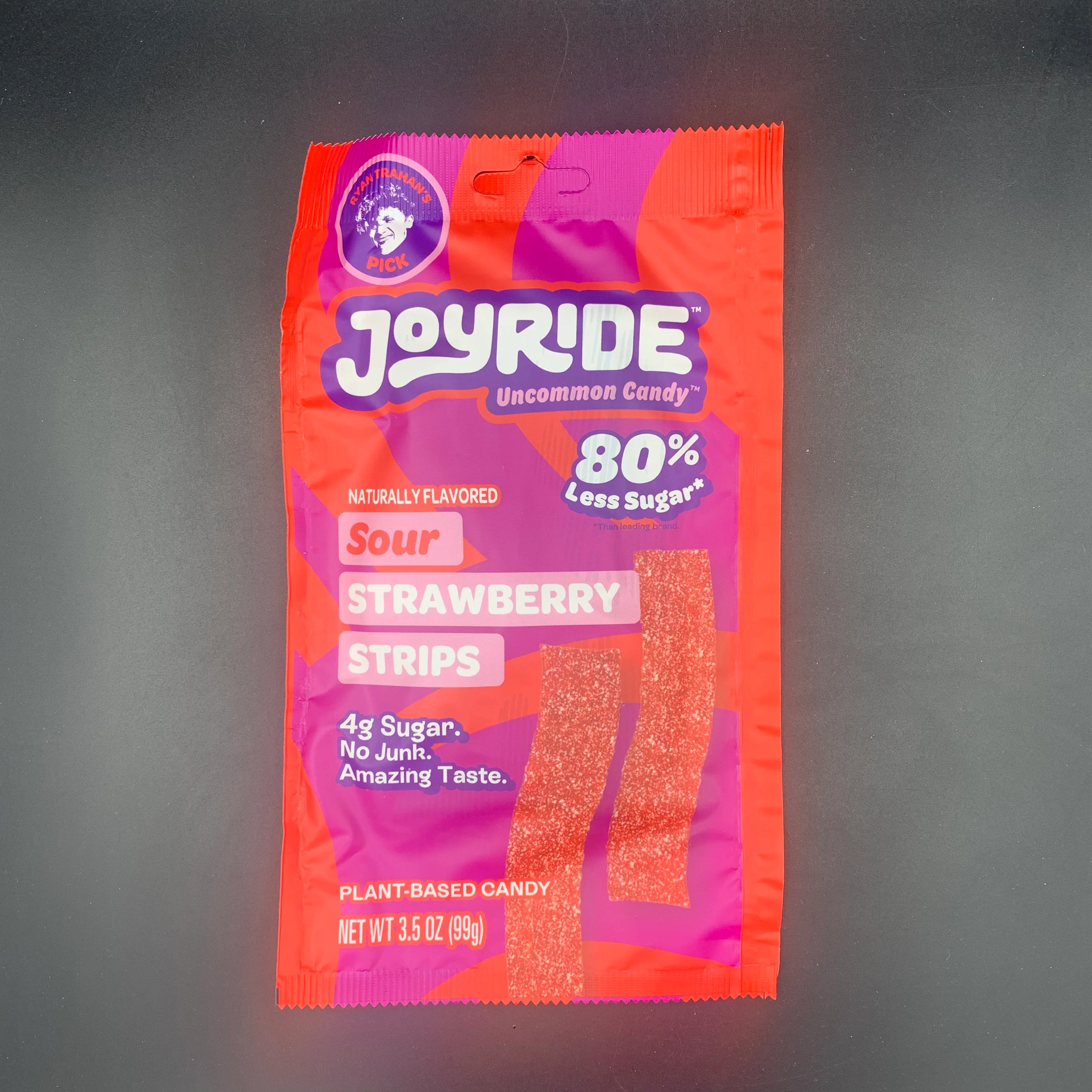 JoyRide - Uncommon Candy! Sour Strawberry Strips, Naturally Flavoured. 80% Less Sugar, No Junk, Amazing Taste. 99g (USA) Ryan Trahan’s Viral Candy! - Image 2